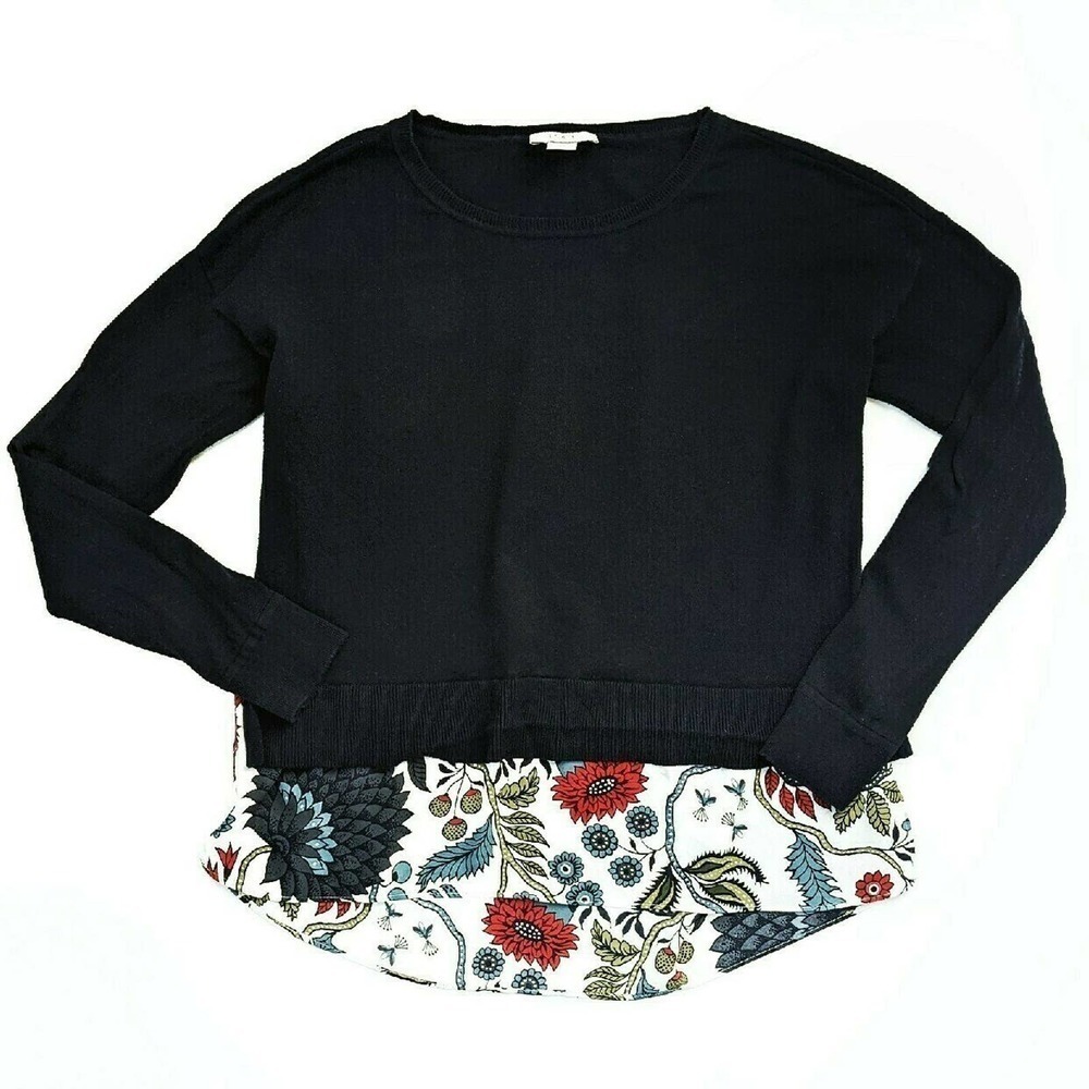 Loft Flowy Blouse Navy S P Navy Boho